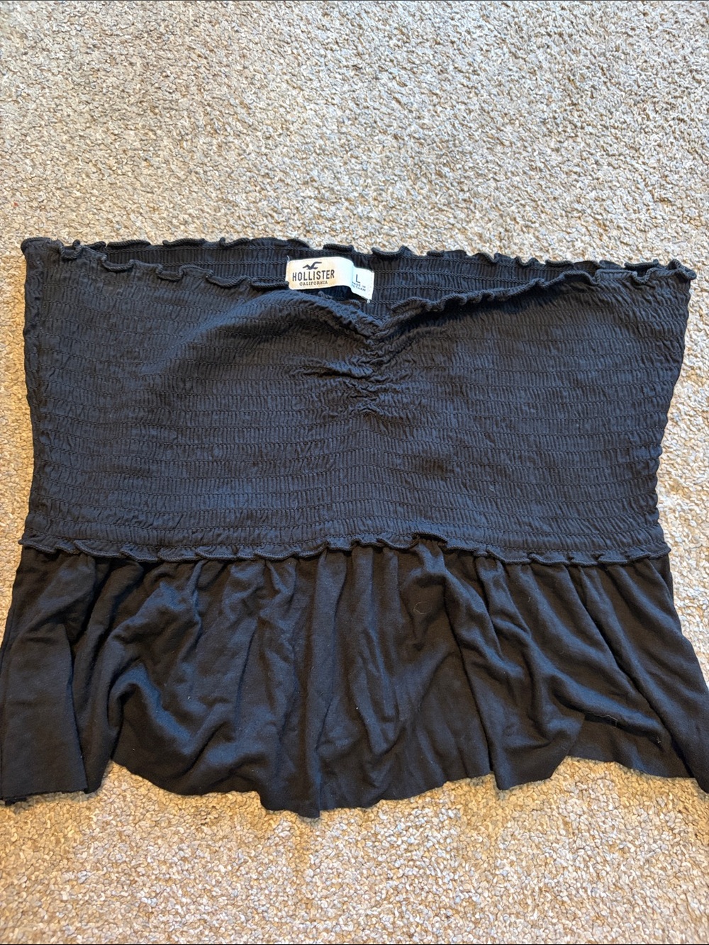 Hollister Black Smocked Ruffle Tube Top